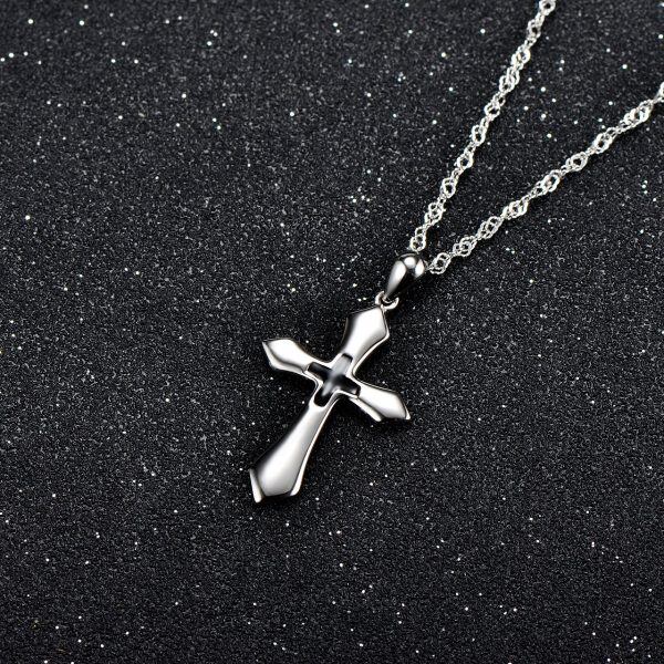 Sterling Silver Silver Plated Cross Pendent Necklace -4