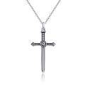 wholesale 925 Sterling Silver Cross Sword Pendant Necklace 14k Gold Plated Gothic Jewelry for Men Women Gifts-0-0
