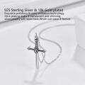 wholesale 925 Sterling Silver Cross Sword Pendant Necklace 14k Gold Plated Gothic Jewelry for Men Women Gifts-0-2