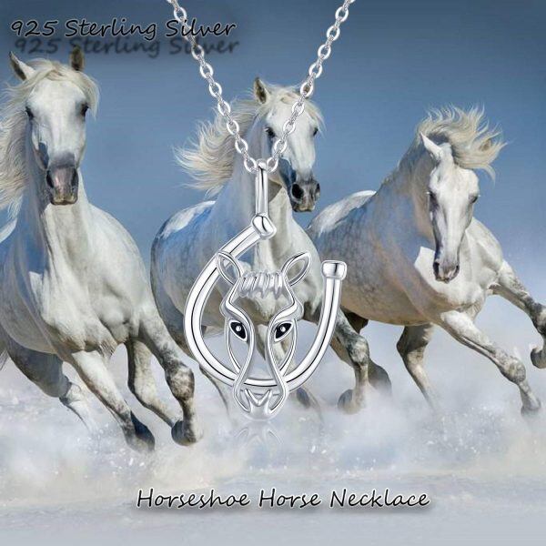 Sterling Silver Silver Plated Lucky Horseshoe Pendent Necklace-6