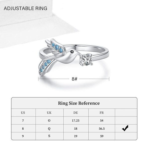 Hummingbird Rings for Women 925 Sterling Silver Hummingbird Adjustable Open Ring Hummingbird Jewelry Gifts for Birthday-6