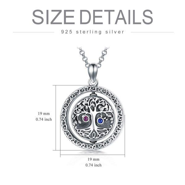 Sterling Silver Zircon Oxidized Celtic Tree of Life Urn Pendent Necklace-4