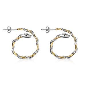 Sterling Silver Gold CZ Snake Huggie Hoop Earrings-0