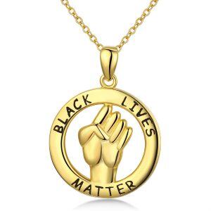 Sterling Silver Gold Plated Black Lives Matter Pendant Necklace -0