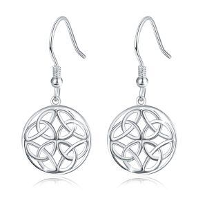 Sterling Silver Silver Plated Celtic Knot Drop Earrings-0