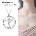 wholesale 925 Sterling Silver Caduceus Symbol Pendant Necklace with Inspirational Quote She Believed She Could So She Did Medical s for Nurses Doctors-0-1