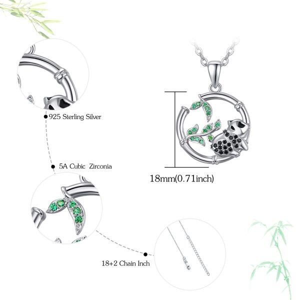 Sterling Silver Zircon Silver Plated Panda Pendant Necklace-4