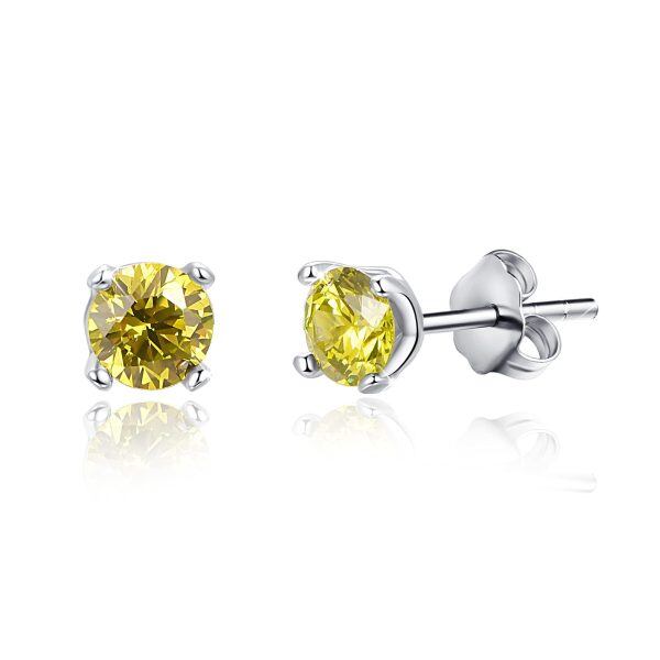 Sterling Silver Yellow Citrine Zircon Stud Earring -0