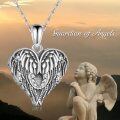 wholesale 925 Sterling Silver Angel Wings Heart Cremation Urn Pendant Necklace Memorial Keepsake Jewelry for Ashes-0-4
