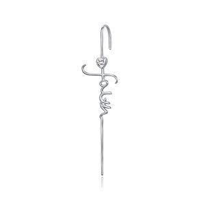 Sterling Silver Zircon Silver Plated Cross Ear Wrap Crawler Hook Earring-0