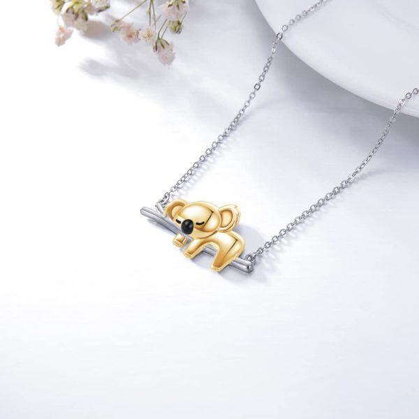 Sterling Silver Two Tone Color Koala Pendent Necklace-1