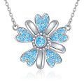 wholesale 925 Sterling Silver Blue Crystal Flower Heart Pendant Necklace for Women Girls Gifts-0-0