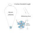 wholesale 925 Sterling Silver Blue Crystal Flower Heart Pendant Necklace for Women Girls Gifts-0-3