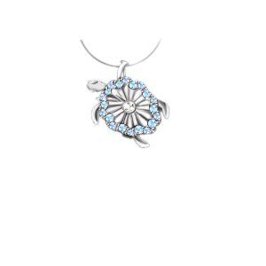 Sterling Silver Zircon Silver Plated Turtle Necklace-0