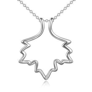 Sterling Silver Zircon Silver Plated Ring Holder Necklace Maple Leaf Necklace-0