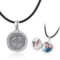 wholesale 925 Sterling Silver Celtic Knot Round Photo Locket Necklace - Mothers Day Gifts-0-0