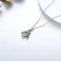 wholesale 925 Sterling Silver Crystal Christmas Tree Pendant Necklace with Red and Green Stones - Holiday s for Her-0-2