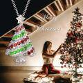 wholesale 925 Sterling Silver Crystal Christmas Tree Pendant Necklace with Red and Green Stones - Holiday s for Her-0-4