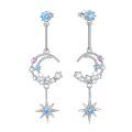 wholesale 925 Sterling Silver Moon & Star CZ Pearl Drop Earrings for Women and Teenage Girls-0-0