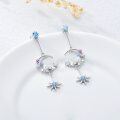 wholesale 925 Sterling Silver Moon & Star CZ Pearl Drop Earrings for Women and Teenage Girls-0-3