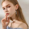 wholesale 925 Sterling Silver Moon & Star CZ Pearl Drop Earrings for Women and Teenage Girls-0-4