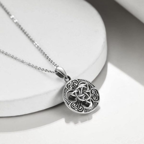 Sterling Silver Oxidized Celtic Knot Urn Necklace -2