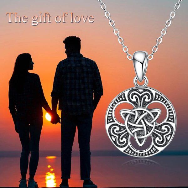 Sterling Silver Oxidized Celtic Knot Urn Necklace -4