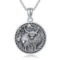wholesale 925 Sterling Silver Celtic Knot Highland Cow Pendant Necklace with Chain for Women s-0-0