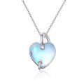 wholesale 925 Sterling Silver Metal Moonstone Heart Pendant Necklaces 47 cm s for Women Girls-0-0