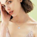 wholesale 925 Sterling Silver Metal Moonstone Heart Pendant Necklaces 47 cm s for Women Girls-0-2