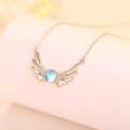 wholesale 925 Sterling Silver Moonstone Angel Wings Pendant Necklace for Women-0-2
