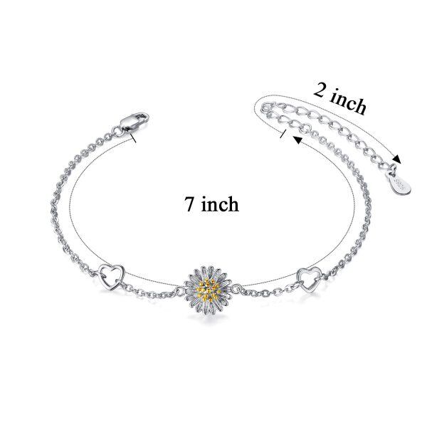 Sterling Silver Silver Plated Little Sunflower Bracelets Link Chain Bracelet-3