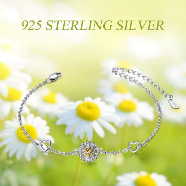 Sterling Silver Silver Plated Little Sunflower Bracelets Link Chain Bracelet-6