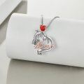 wholesale 925 Sterling Silver CZ Nana Pendant w/Red Heart Crystals - Mother's Day/Birthday Gifts for Her-0-1