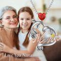 wholesale 925 Sterling Silver CZ Nana Pendant w/Red Heart Crystals - Mother's Day/Birthday Gifts for Her-0-4