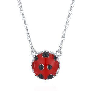 Sterling Silver Silver Plated Ladybug Pendant Necklace -0