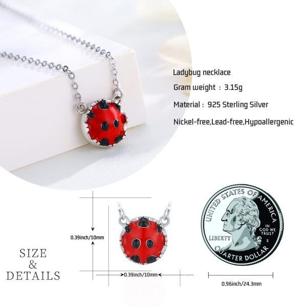 Sterling Silver Silver Plated Ladybug Pendant Necklace -6