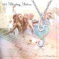 wholesale 925 Sterling Silver Heart-Shaped Fire Opal Treble Clef Pendant Necklace for Women Girls Gifts Fine Jewelry 45cm Chain Length-0-3