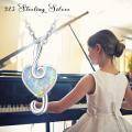 wholesale 925 Sterling Silver Heart-Shaped Fire Opal Treble Clef Pendant Necklace for Women Girls Gifts Fine Jewelry 45cm Chain Length-0-4