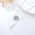 wholesale 925 Sterling Silver Anchor & Ship Wheel Lariat Y-Necklace with Blue Crystal Accents - Adjustable Length Nautical s for Women-0-4