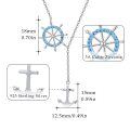 wholesale 925 Sterling Silver Anchor & Ship Wheel Lariat Y-Necklace with Blue Crystal Accents - Adjustable Length Nautical s for Women-0-6