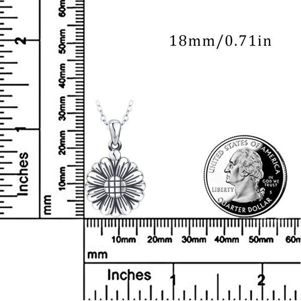 Sterling Silver Oxidized Sunflower Photo Pendant Necklace -1