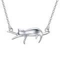 wholesale 925 Sterling Silver Sleeping Cat On Tree Branch Charm Necklace-0-0