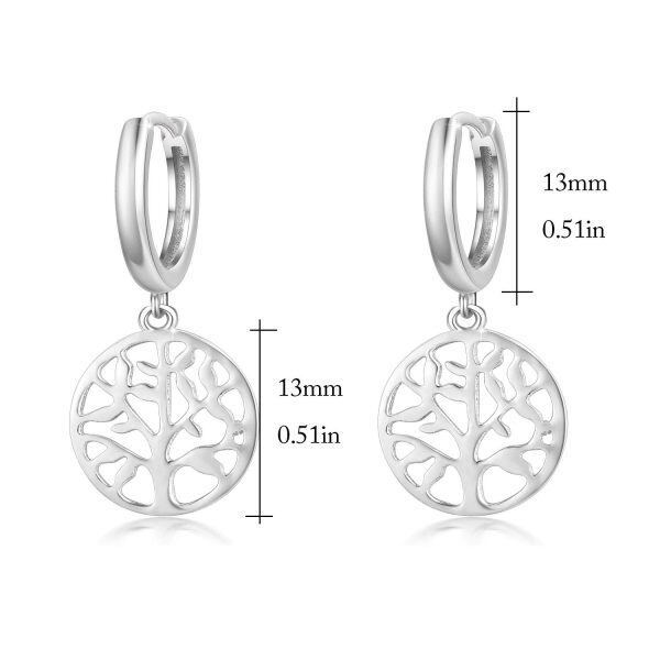 Sterling Silver Silver Plated Tree of Life Dangle Earrings-1