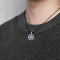 wholesale 925 Sterling Silver Round Compass Pendant Necklace with Cubic Zirconia for Men & Women-0-3