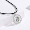 wholesale 925 Sterling Silver Round Compass Pendant Necklace with Cubic Zirconia for Men & Women-0-4