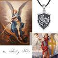 wholesale 925 Sterling Silver Celtic Knot Saint Michael Warrior Pendant with Shield and Sword - Religious Jewelry for Men Women Protection Charm Necklace Gift-0-5