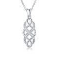 wholesale 925 Sterling Silver Platinum Natural Diamond Infinity Celtic Knot Pendant Necklace 1cttw G/H VS/SI Clarity - Length: 36cm/14 Chain Included-0-0