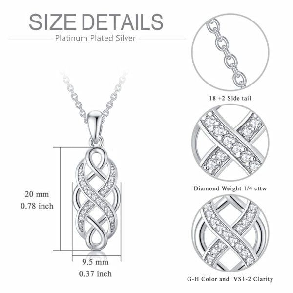 Sterling Silver Natural Diamond Silver Plated Infinity Necklaces -4