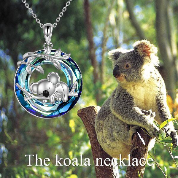 Sterling Silver Blue Crystal Silver Plated Koala Bear Pendant Necklace -5